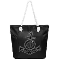 Cham Cham Strandtasche "Damen Handtasche aus Textil, Ankermotiv", Damen, weiß, Textil, Taschen Strandtasche