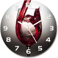 Tulup Wanduhr aus Glas 30fi Glasbild Glasuhr Gehärtetes Glas - weisse-zeiger - Red wine