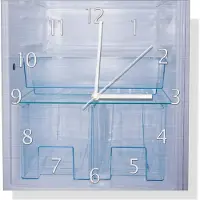 Wallario Design Wanduhr Leerer Kühlschrank - offene Leere ohne Inhalt aus Aluverbund, Größe 30 x 30 cm