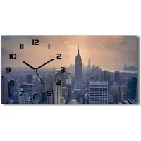 Tulup Wanduhr aus Glas – 60x30 cm - Glasbild - Glasuhr - Gehärtetes Glas - schwarze-zeiger - Manhattan New York
