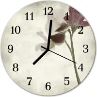 Tulup Glasuhr Wanduhr Küchenuhr Echt-Glas 30fi cm Vintage Blume mehrfarbig