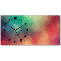 Tulup Wanduhr aus Glas – 60x30 cm - Glasbild - Glasuhr - Gehärtetes Glas - schwarze-zeiger - Geometrischer Hintergrund
