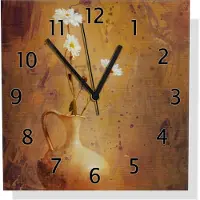 Wallario Design Wanduhr Antike Vase mit Blumen aus Aluverbund, Größe 30 x 30 cm