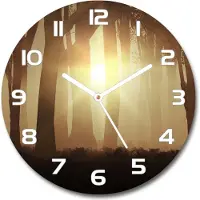 Tulup Wanduhr aus Glas 30fi Glasbild Glasuhr Gehärtetes Glas - weisse-zeiger - Fog in the forest