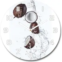 Tulup Wanduhr aus Glas 30fi Glasbild Glasuhr Gehärtetes Glas - weisse-zeiger - Coconut with water