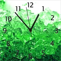 Wallario Design Wanduhr Leuchtendes Eis in grün aus Echtglas, Größe 30 x 30 cm