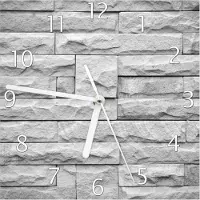Wallario Design Wanduhr Steinwand grau aus Echtglas, Größe 20 x 20 cm
