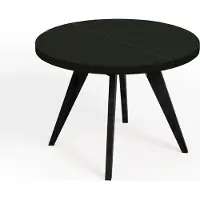 Dekori.Interiors Runder ausziehbarer Esstisch Schwarz LORA 110/160 cm mit Buchenholzgestell – Skandi, Loft