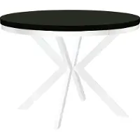 Dekori.Interiors Runder Esstisch Schwarz ENDIK 90/140 cm ausziehbar mit weißem Ring-Gestell – Industrial, Loft