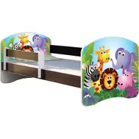 ACMA Jugendbett Kinderbett Junior-Bett Komplett-Set mit Matratze Lattenrost und Rausfallschutz Wenge 01 Zoo 180x80