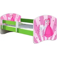 ACMA Jugendbett Kinderbett Junior-Bett Komplett-Set mit Matratze Lattenrost und Rausfallschutz Grün 08 Princess 180x80
