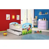 ACMA I Jugendbett Kinderbett Junior-Bett Komplett-Set mit Matratze Lattenrost Weiß 13 Fußballer 160x80 + Bettkasten