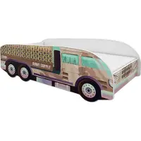 ACMA Jugendbett Kinderbett Auto-Bett Junior LKW-TrackBett Komplett-Set mit Matratze Lattenrost und Rausfallschutz 160x80, 10