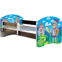 ACMA Jugendbett Kinderbett Junior-Bett Komplett-Set mit Matratze Lattenrost und Rausfallschutz Wenge 32 Ritter 140x70