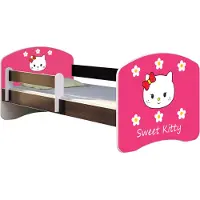 ACMA Jugendbett Kinderbett Junior-Bett Komplett-Set mit Matratze Lattenrost und Rausfallschutz Wenge 16 Sweet Kitty 2 160x80