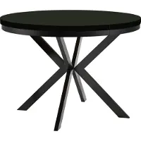 Dekori.Interiors Runder Esstisch Schwarz ENDIK 110/160 cm ausziehbar mit Ring-Gestell – Industrial, Loft