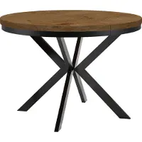 Dekori.Interiors Runder Esstisch Schwarz ENDIK 110/160 cm ausziehbar, Eiche Lefkas mit Ring-Gestell – Industrial, Loft