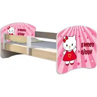 ACMA Jugendbett Kinderbett Junior-Bett Komplett-Set mit Matratze Lattenrost und Rausfallschutz Sonoma 15 Sweet Kitty 160x80