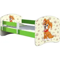 ACMA Jugendbett Kinderbett Junior-Bett Komplett-Set mit Matratze Lattenrost und Rausfallschutz Grün 11 Welpe 180x80