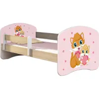 ACMA Jugendbett Kinderbett Junior-Bett Komplett-Set mit Matratze Lattenrost und Rausfallschutz Sonoma 33 Miezekatzen 140x70
