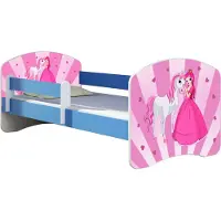 ACMA Jugendbett Kinderbett Junior-Bett Komplett-Set mit Matratze Lattenrost und Rausfallschutz Blau 08 Princess 180x80