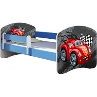 ACMA Jugendbett Kinderbett Junior-Bett Komplett-Set mit Matratze Lattenrost und Rausfallschutz Blau 05 Blaue Auto 180x80