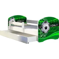 ACMA Jugendbett Kinderbett Junior-Bett Komplett-Set mit Matratze Lattenrost und Rausfallschutz Weiß 14 Goal 180x80 + Bettkasten
