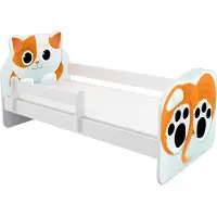 ACMA Tiere VII Kinderbett Jugendbett Junior-Bett Komplett-Set mit Matratze Rausfallschutz Lattenrost (02 Katze, 180x80 cm)