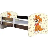 ACMA Jugendbett Kinderbett Junior-Bett Komplett-Set mit Matratze Lattenrost und Rausfallschutz Wenge 11 Welpe 180x80