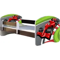 ACMA Jugendbett Kinderbett Junior-Bett Komplett-Set mit Matratze Lattenrost und Rausfallschutz Wenge 06 Formel 1 180x80