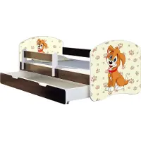 ACMA Jugendbett Kinderbett Junior-Bett Komplett-Set mit Matratze Lattenrost und Rausfallschutz Wenge 11 Welpe 160x80 + Bettkasten