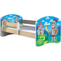 ACMA Jugendbett Kinderbett Junior-Bett Komplett-Set mit Matratze Lattenrost und Rausfallschutz Sonoma 32 Ritter 160x80