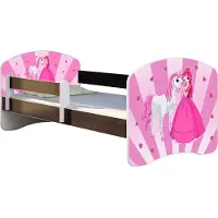 ACMA Jugendbett Kinderbett Junior-Bett Komplett-Set mit Matratze Lattenrost und Rausfallschutz Wenge 08 Princess 140x70