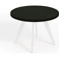 Dekori.Interiors Runder ausziehbarer Esstisch Schwarz LORA 120/220 cm mit weißem Buchenholzgestell – Skandi, Loft