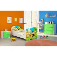 ACMA I Jugendbett Kinderbett Junior-Bett Komplett-Set mit Matratze Lattenrost Weiß 20 Bagger 180x80
