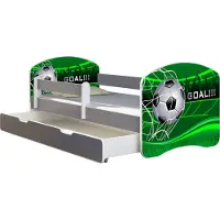 ACMA Jugendbett Kinderbett Junior-Bett Komplett-Set mit Matratze Lattenrost und Rausfallschutz Grau 14 Goal !!! 140x70 + Bettkasten