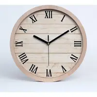 Tulup Holzuhr 25fi cm wanduhr - schwarze Spitzen - Holzuntergrund