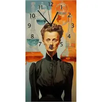 Wallario Design Wanduhr Visionäre Chemikerin aus Echtglas, Größe 30 x 60 cm