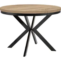 Dekori.Interiors Runder Esstisch Schwarz ENDIK 100/200 cm ausziehbar, Eiche Sonoma mit Ring-Gestell – Industrial, Loft