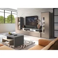 Lomadox Wohnzimmer Set 3-teilig in beige mit anthrazit, SELCE-83