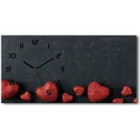 Tulup Wanduhr aus Glas – 60x30 cm - Glasbild - Glasuhr - Gehärtetes Glas - schwarze-zeiger - Herzen auf der Tafel