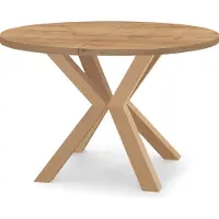 Dekori.Interiors Ausziehbarer runder Esstisch RAL 90/190 cm, Eiche Craft Gold mit massiven Buchenholzbeinen – Loft, rustikal
