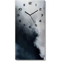 Tulup Wanduhr aus Glas – 30x60 cm - Glasbild - Glasuhr - Gehärtetes Glas -Weißer Rauch