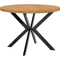 Dekori.Interiors Runder Esstisch Schwarz ENDIK 120/220 cm ausziehbar, Eiche Lancelot mit Metallgestell – Industrial, Loft
