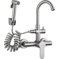 OEM Küchenarmatur, Warm- und Kaltwasser, ausziehbare Sprühfunktion, Gebürstetes Nickel
