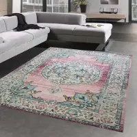 Carpetia Teppich Outdoor Orientteppich Wohnzimmerteppich Ornamente in rosa Größe - 140 x 200 cm