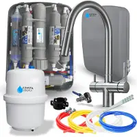 ARI Wasserfilter Set RO7 Slim mit 3-Wege Küchenarmatur Slender Grafit, 7-stufige Filtration, Umkehrosmose