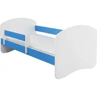 ACMA II Jugendbett Kinderbett 160 x 80 cm Junior-Bett Komplett-Set mit Matratze Lattenrost und Rausfallschutz Weiß / Blau, Kinderzimmer