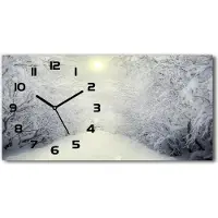 Tulup Wanduhr aus Glas – 60x30 cm - Glasbild - Glasuhr - Gehärtetes Glas - schwarze-zeiger - Ein schöner Winterwald
