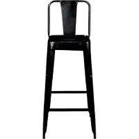Trademark living Copenhagen Barhocker - Antikschwarz aus Eisen mit Rückenlehne - 2er Set
